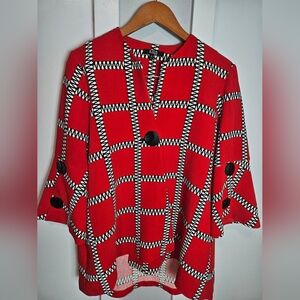 Lior Paris Red Geometric Button Jacket Size S